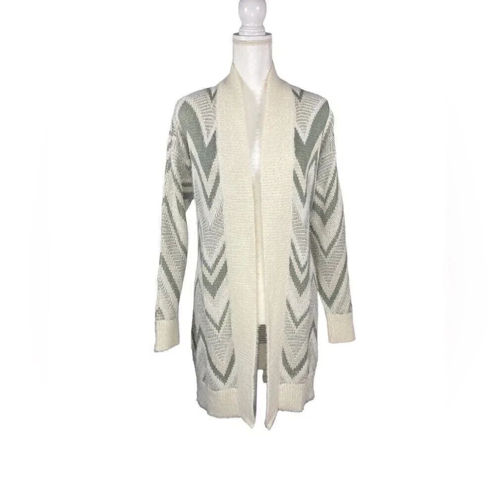 NWOT Kate & Sam Cozy Soft Sage Green and Cream Cardigan with Tie Women’s Size Sm